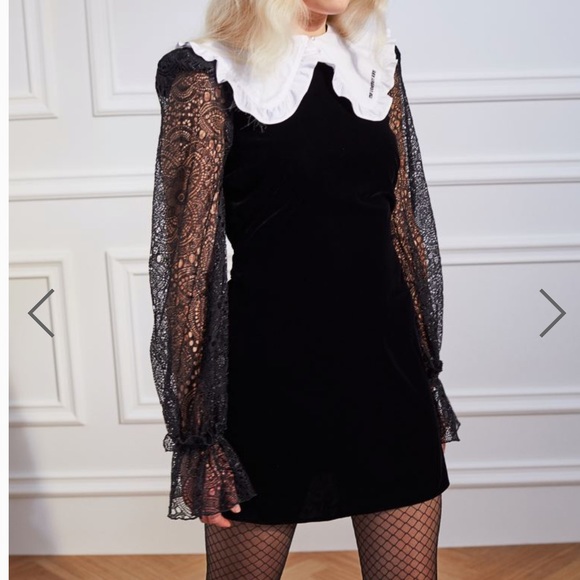 H&M x Vampires Wife Lace Sleeve Velvet mini dress - Picture 5 of 8